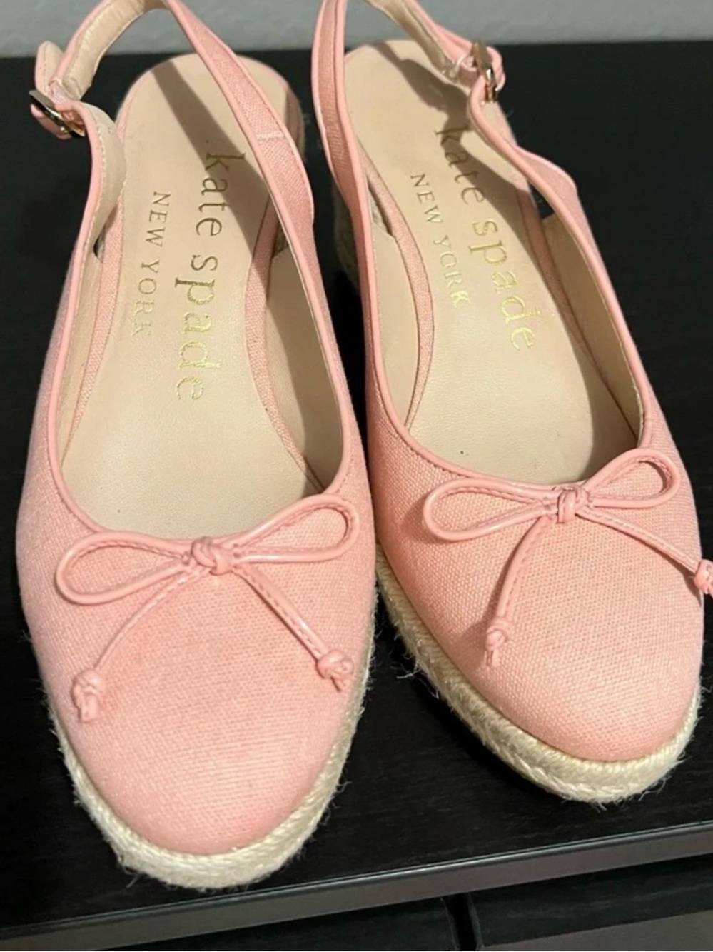 kate spade Pink Canvas Slingback Espadrille with Bow